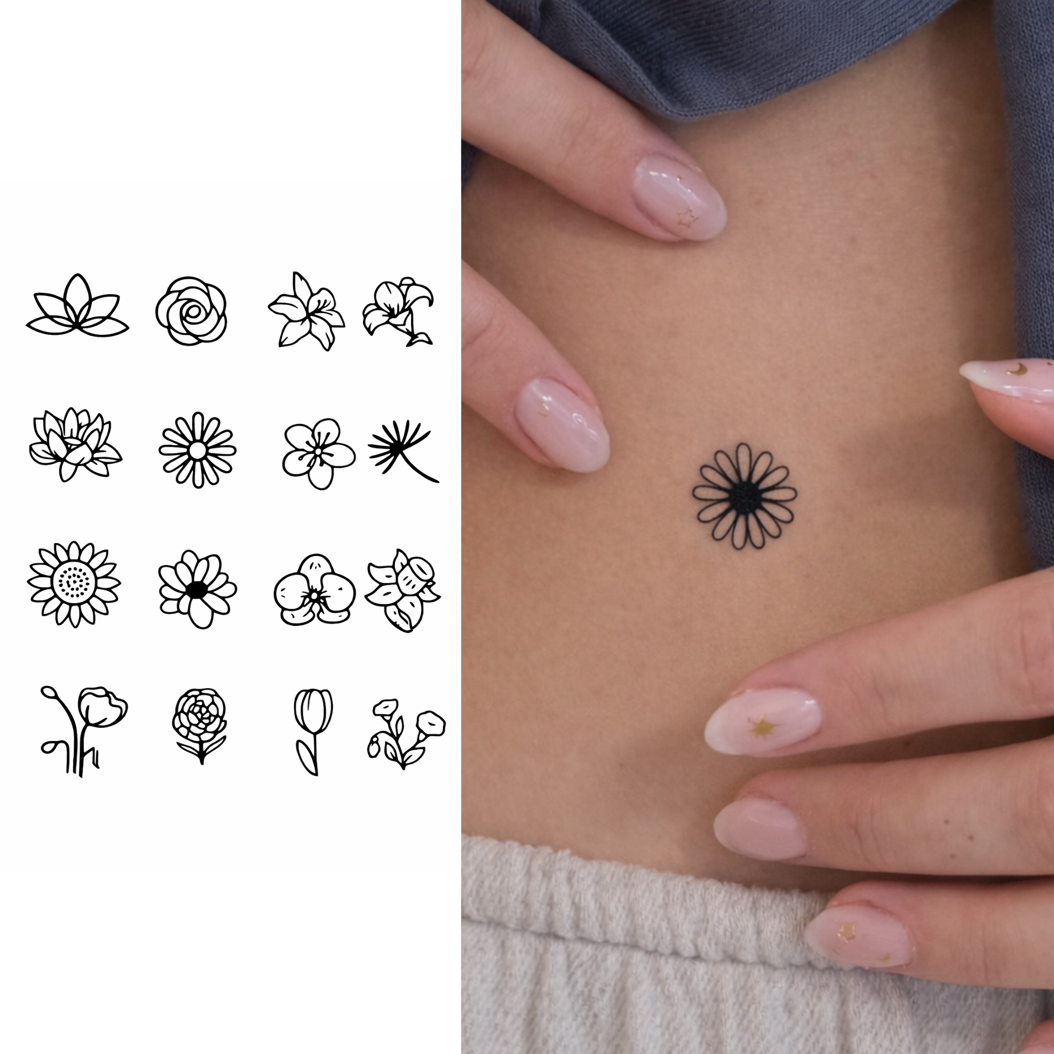 (16 tatuajes) flores – Tatuaje Semi Permanente