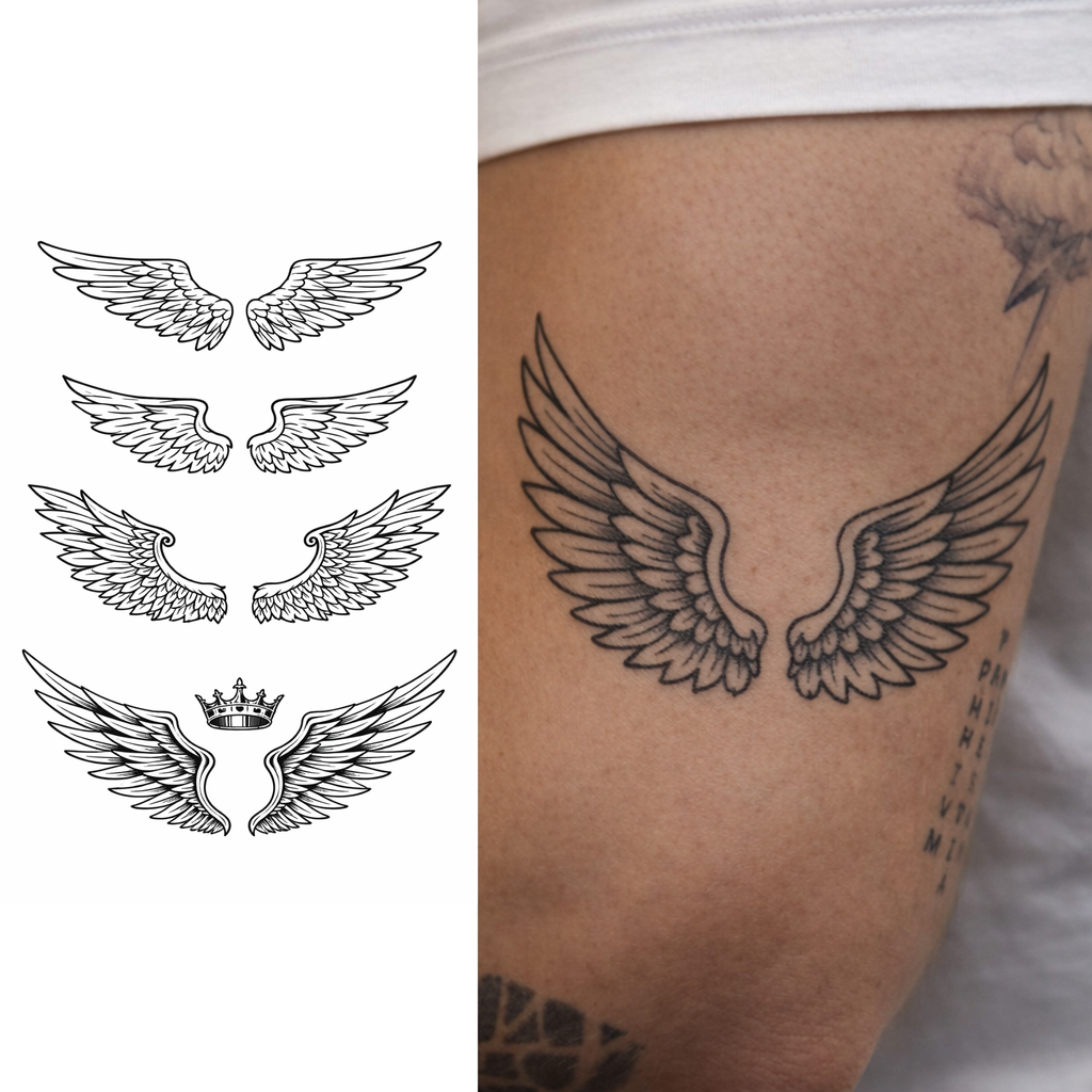 (4 tatuajes) Alas – Tatuaje Semi permanente